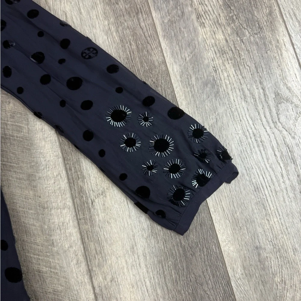 Tory‎ Burch Navy Velvet Burnout Blouse
